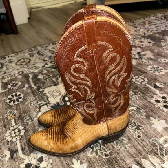 Dan Post Brown and Tan Cowboy Boots - Picture 3 of 7